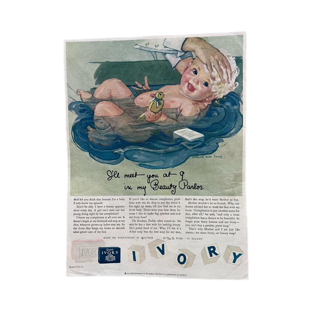Vintage Ivory ad art Pictorial Review 1932 with DH Smith’s original baby. VGC